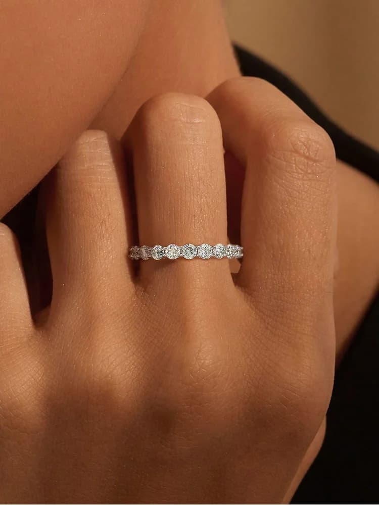 Bague classique en argent Sterling 925 pour femmes, bague simple en Zircon à une rangée, fiançailles