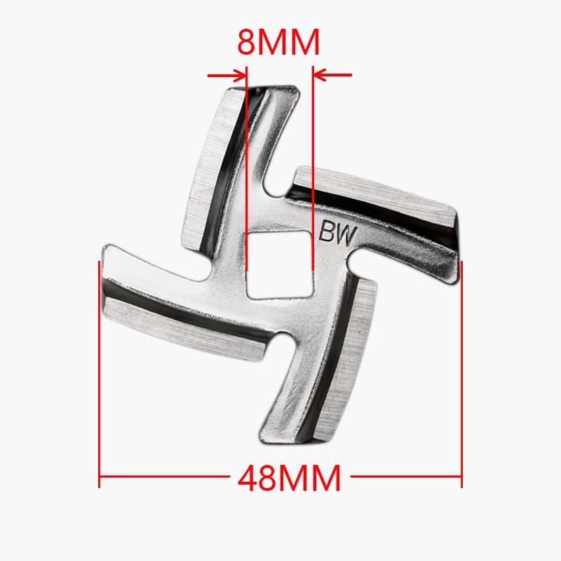Couteaux de hachoir à viande en acier inoxydable, alésage de 8mm, 4 lames, trou carré, pièces de hac