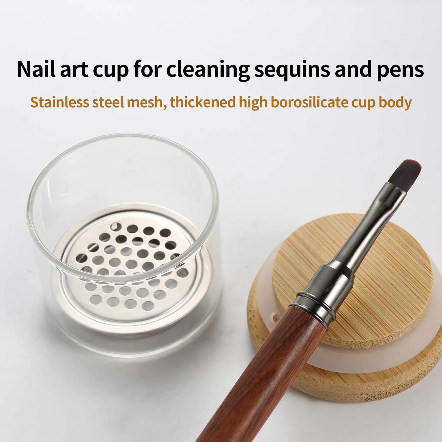 Tasse de nettoyage de brosse à ongles, stylo de lavage, tasse de brosse avec Base en maille en acier
