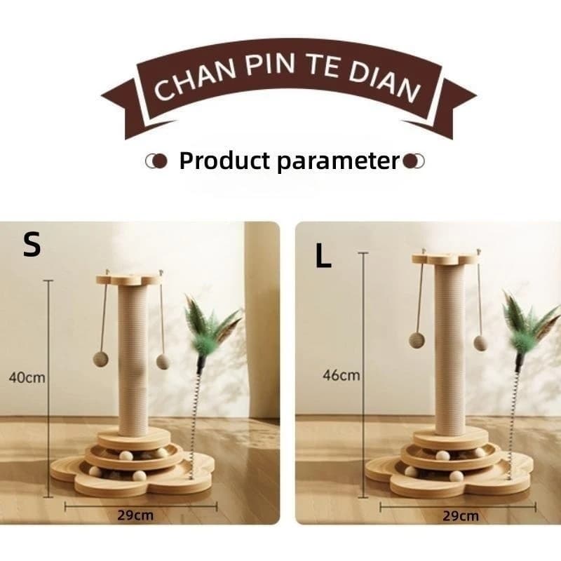 Jouet pour chat en bois massif, plateau tournant pour chat, boules de bâton amusantes, planche à gra