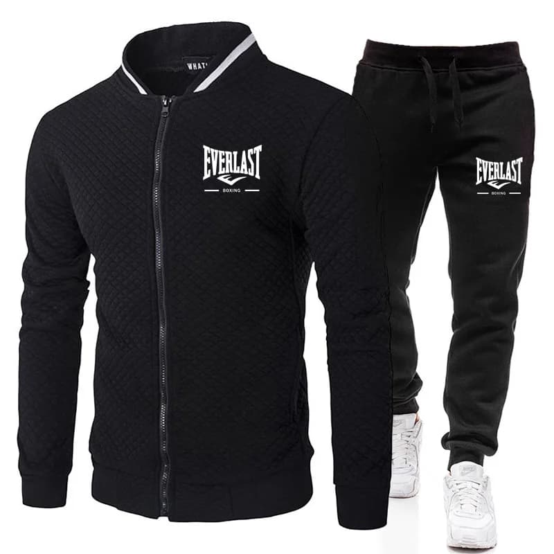 Ensemble de veste et pantalon EVERLAST BOXING pour homme, col montant, style streetwear, printemps-a