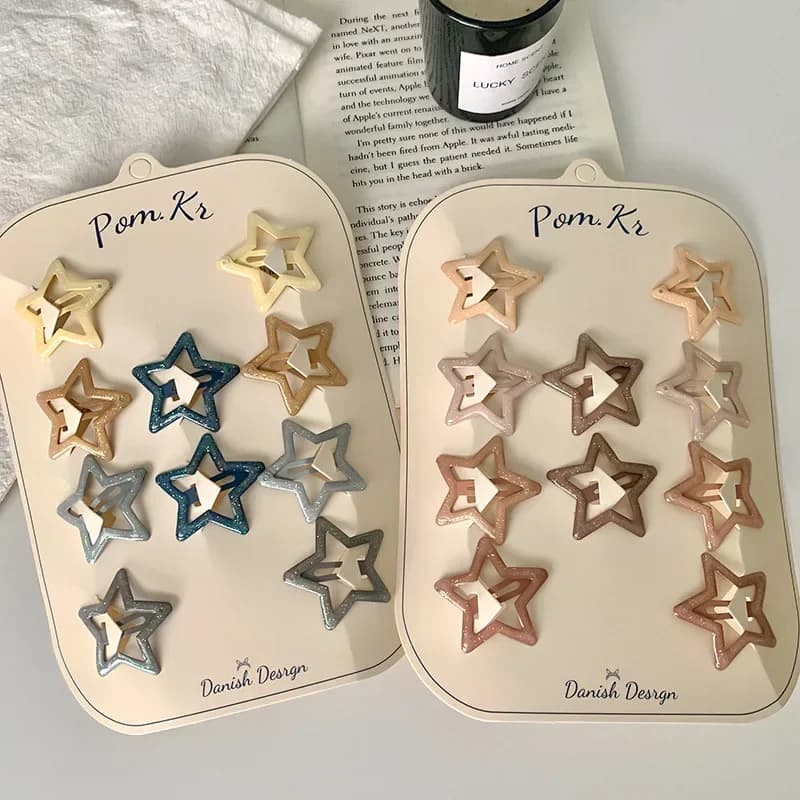 Pinces à cheveux étoiles colorées pour bébés filles, 10 pièces, pince à cheveux en métal à paillette