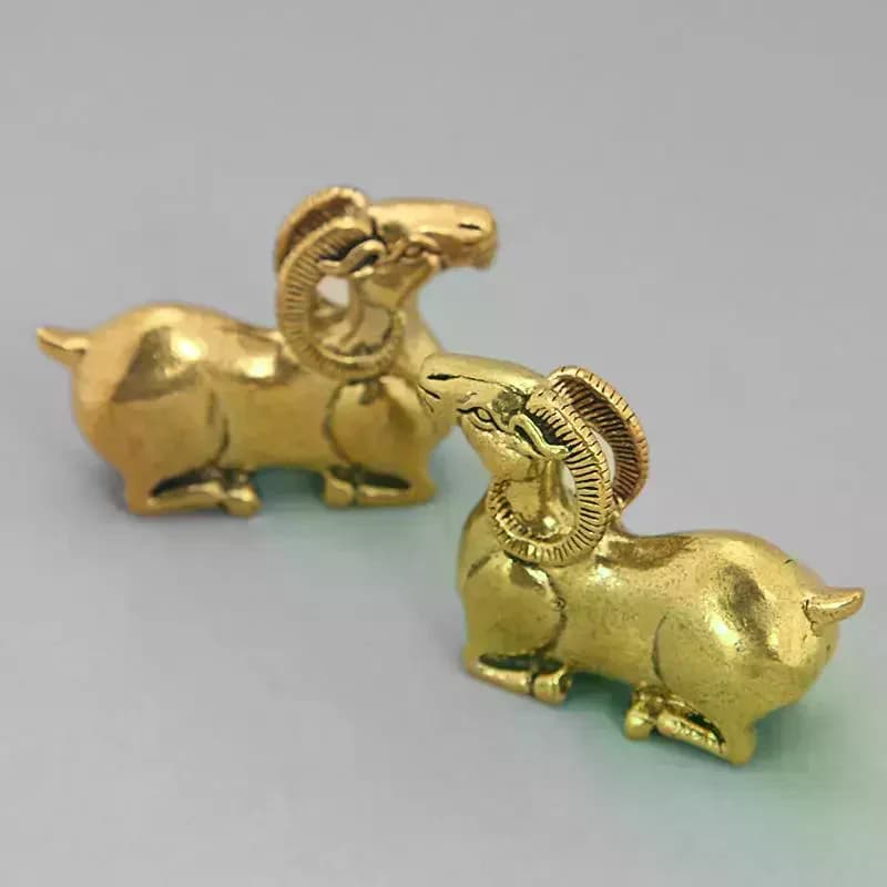 Miniature de chèvre en laiton, figurine rétro, ornement artisanal animalier, décoration de table mig