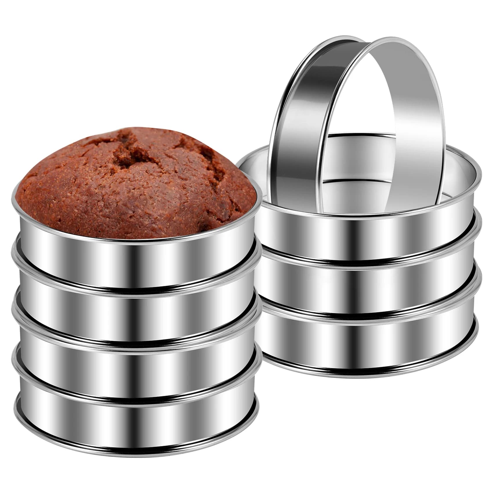 Anneaux ronds à double tarte à muffins en acier inoxydable, moule pour la cuisine à la maison, 4.1 p