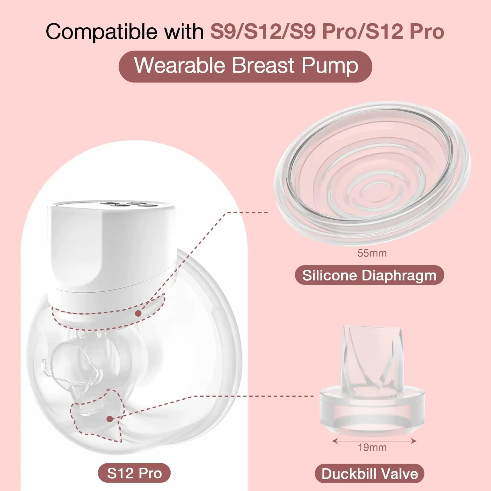Pièces de tire-lait compatibles avec momcozy S9 Pro/S12 Pro/S9/S12, Kit essentiel d'allaitement, Sil