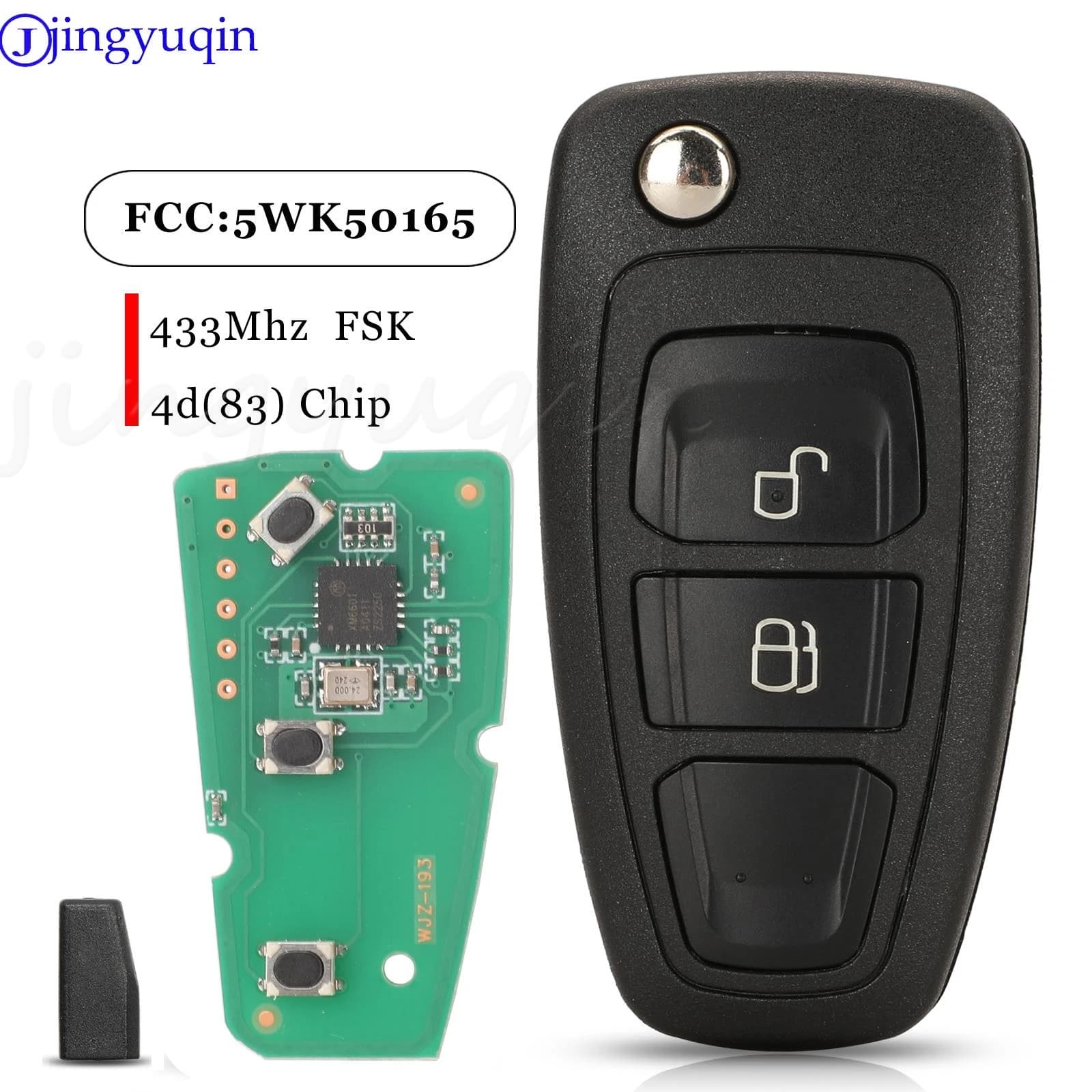 Jingyuqin pour Ford Ranger 2011 2012 2013 2014 2015 clé de voiture à distance 433 mhz Fsk ID60-83Bit