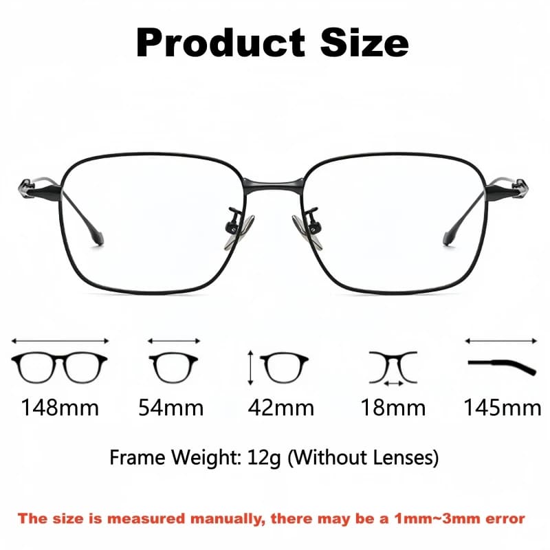 MOMOJA Lunettes rétro carrées pour hommes et femmes, lunettes en titane de haute qualité, ultra légè