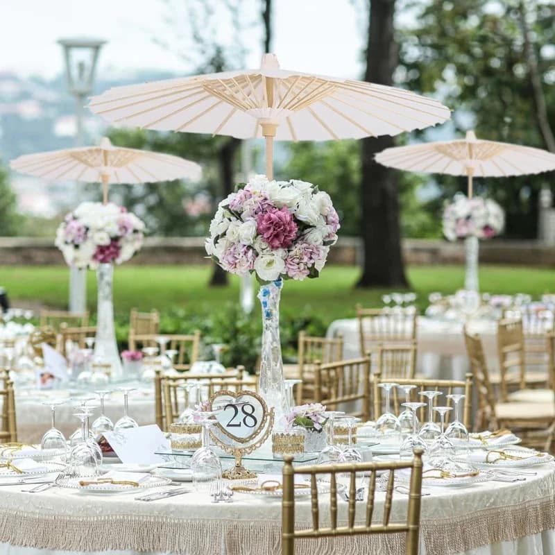 Parasols blancs en papier chinois 80CM/60CM, 10/20/30 pièces, pour mariage et accessoires photo de m