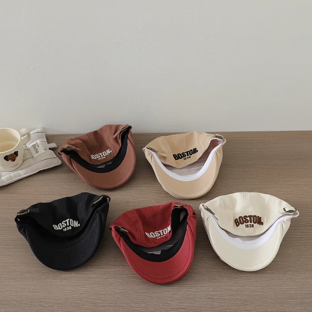 Béret brodé lettre pour bébé, couleur unie, style hip-hop, casquette d'artiste pour tout-petit, casq