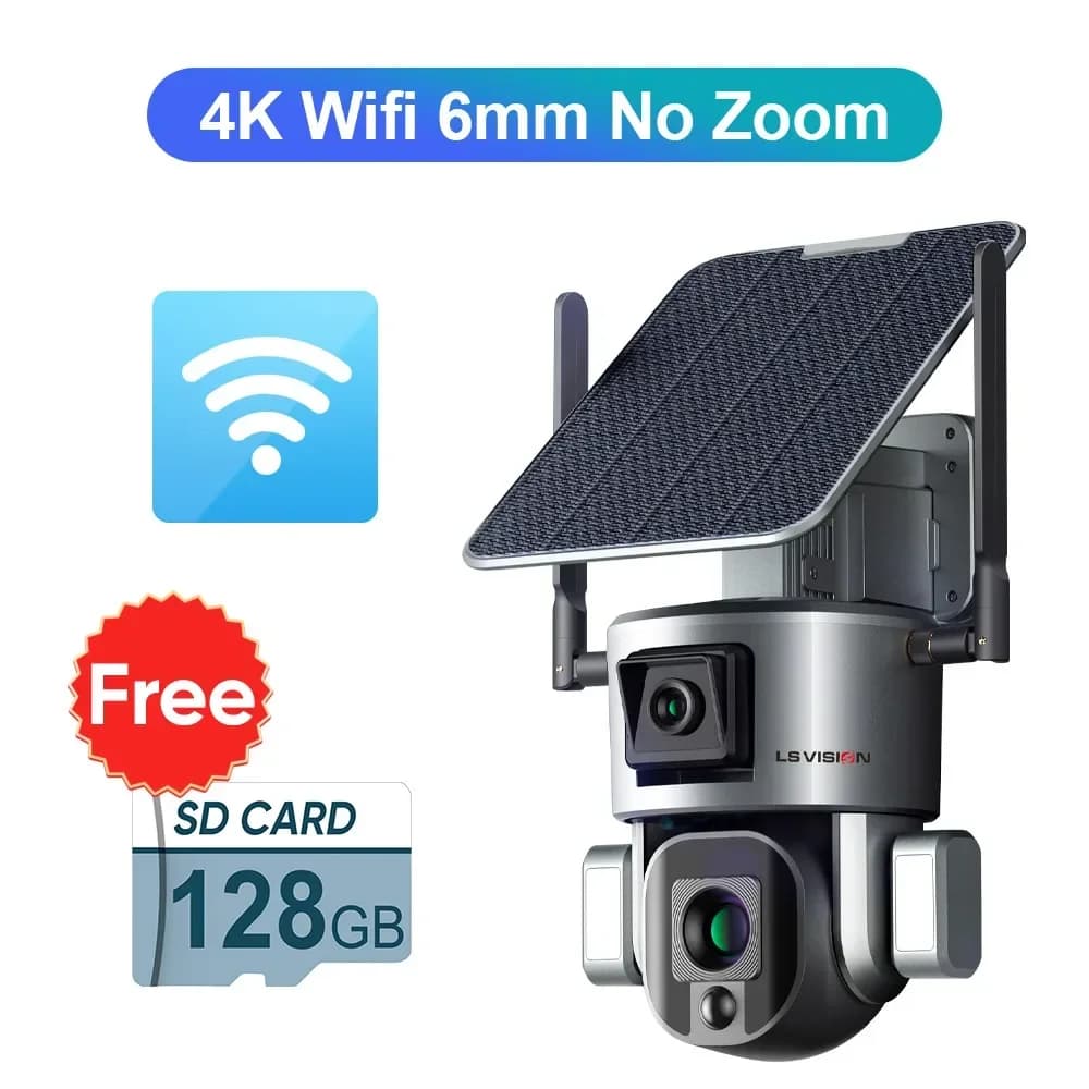 LS cig4 K-Caméra Solaire Extérieure avec Objectif Touriste, Écran Touriste, Zoom Optique 4X 10X, Sui