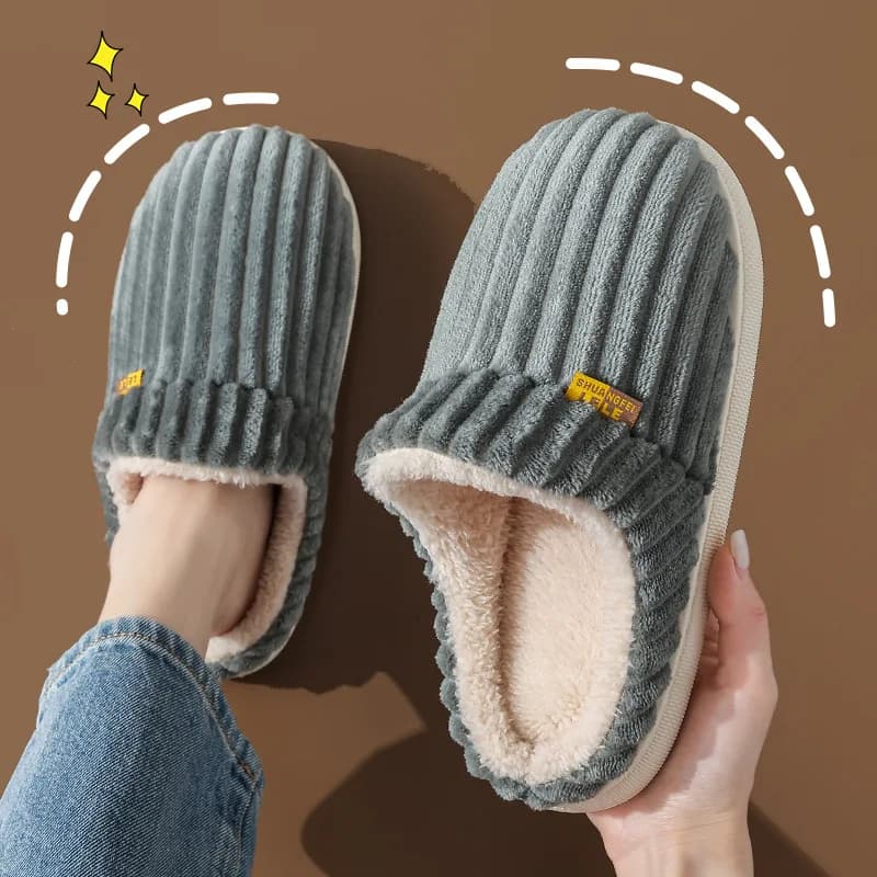 Evshive hiver pantoufles de maison floues pour femmes en plein air chaud en peluche doublé bottes en