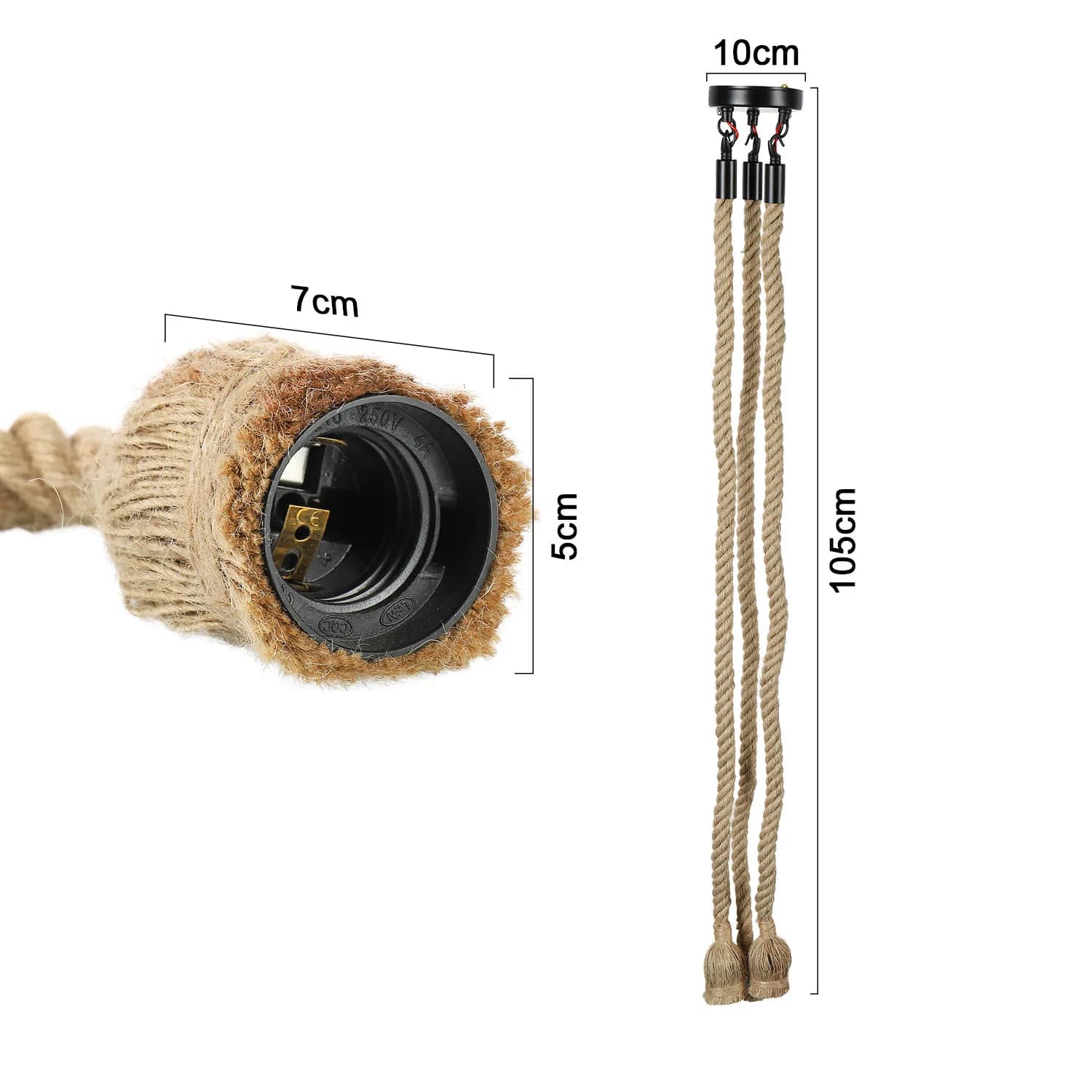 1m 3 tête LED lustre industriel rétro chanvre corde plafonnier décor à la maison pendentif lumières 