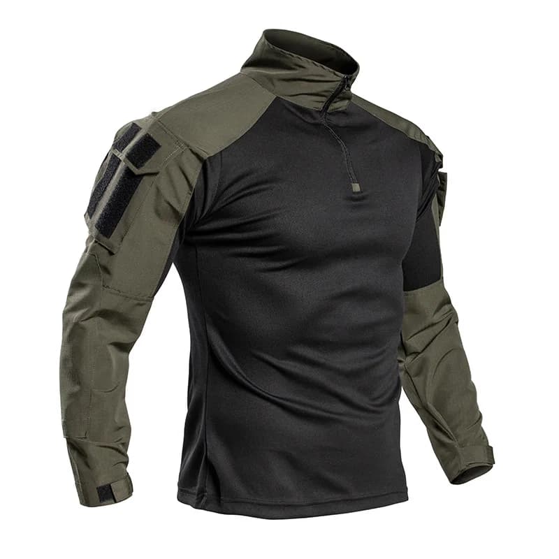Chemise tactique légère pour homme, col 1/4 zip, manches longues, séchage rapide, respirante, pour l