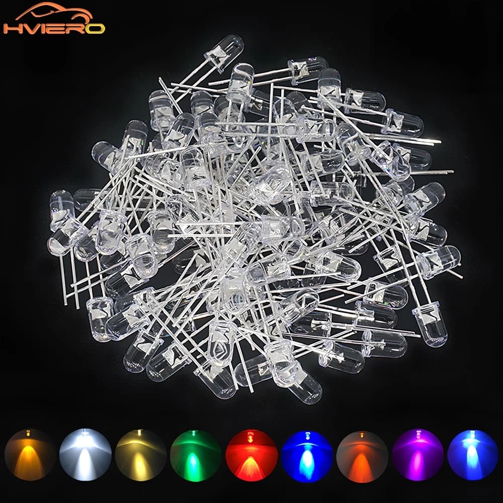 1000 pièces F5 5mm rond blanc rouge vert bleu jaune eau claire Led Super lumineux Ligte Diodes élect