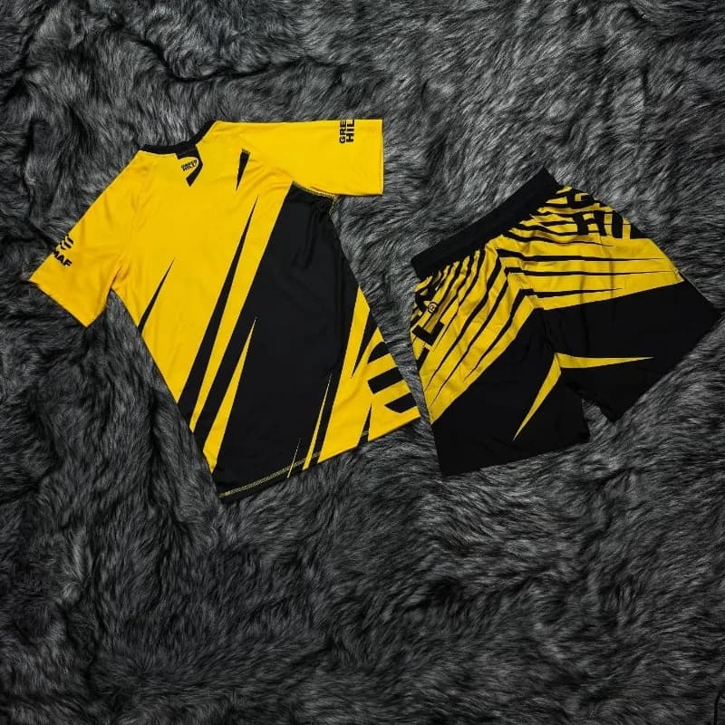 Nouvel ensemble sportif IMMAF 2026 – T-shirts et shorts graphiques noirs et roses pour hommes, sécha