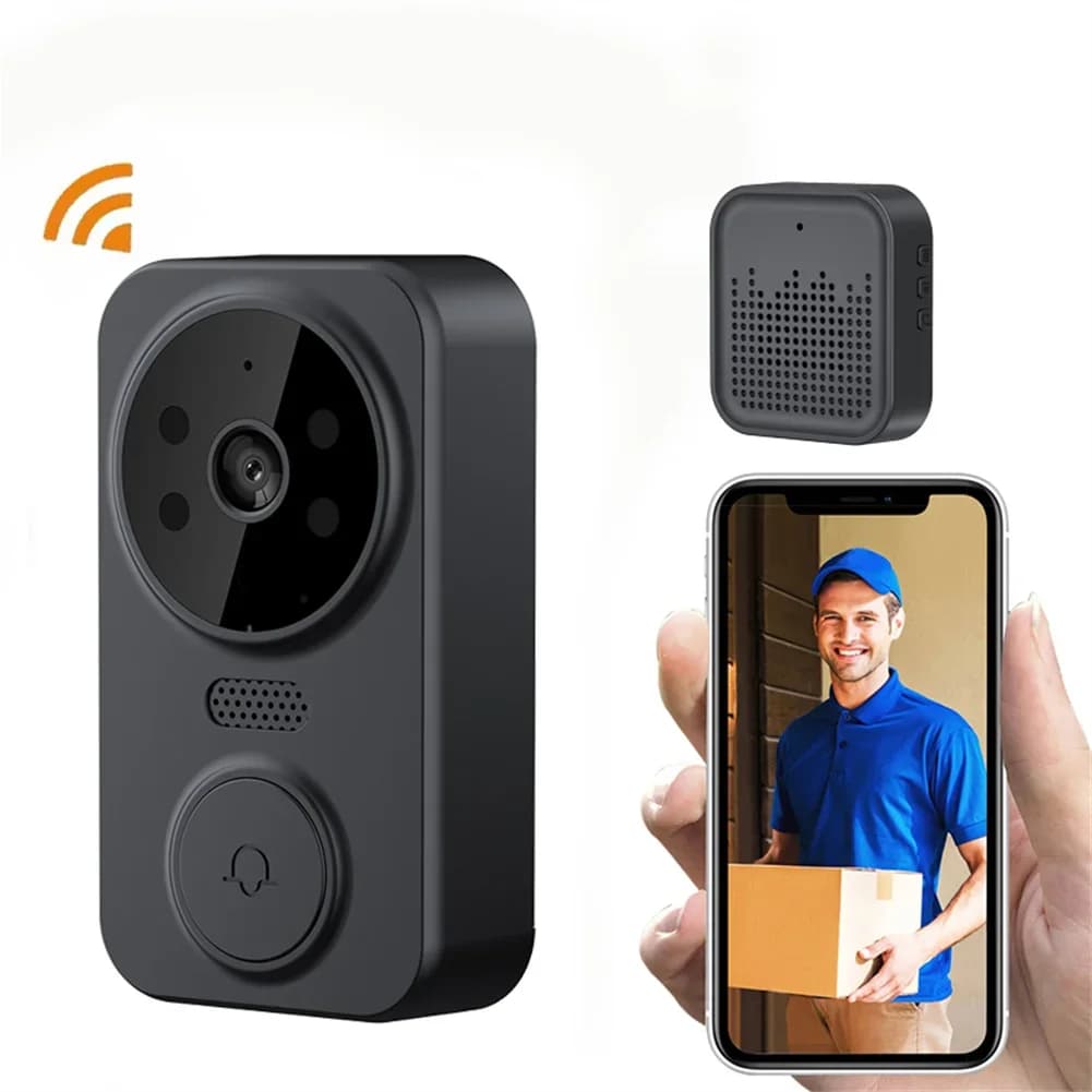 Sonnette vidéo intelligente sans fil, caméra HD 1080P avec vision nocturne, WiFi 2,4G, détection de 