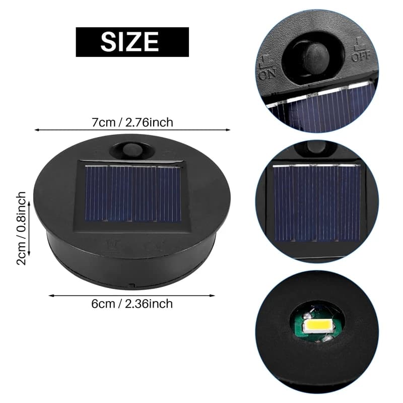 Lanterne Solaire de Remplacement, Éclairage d'Extérieur, Rond, Étanche, 4 Pièces