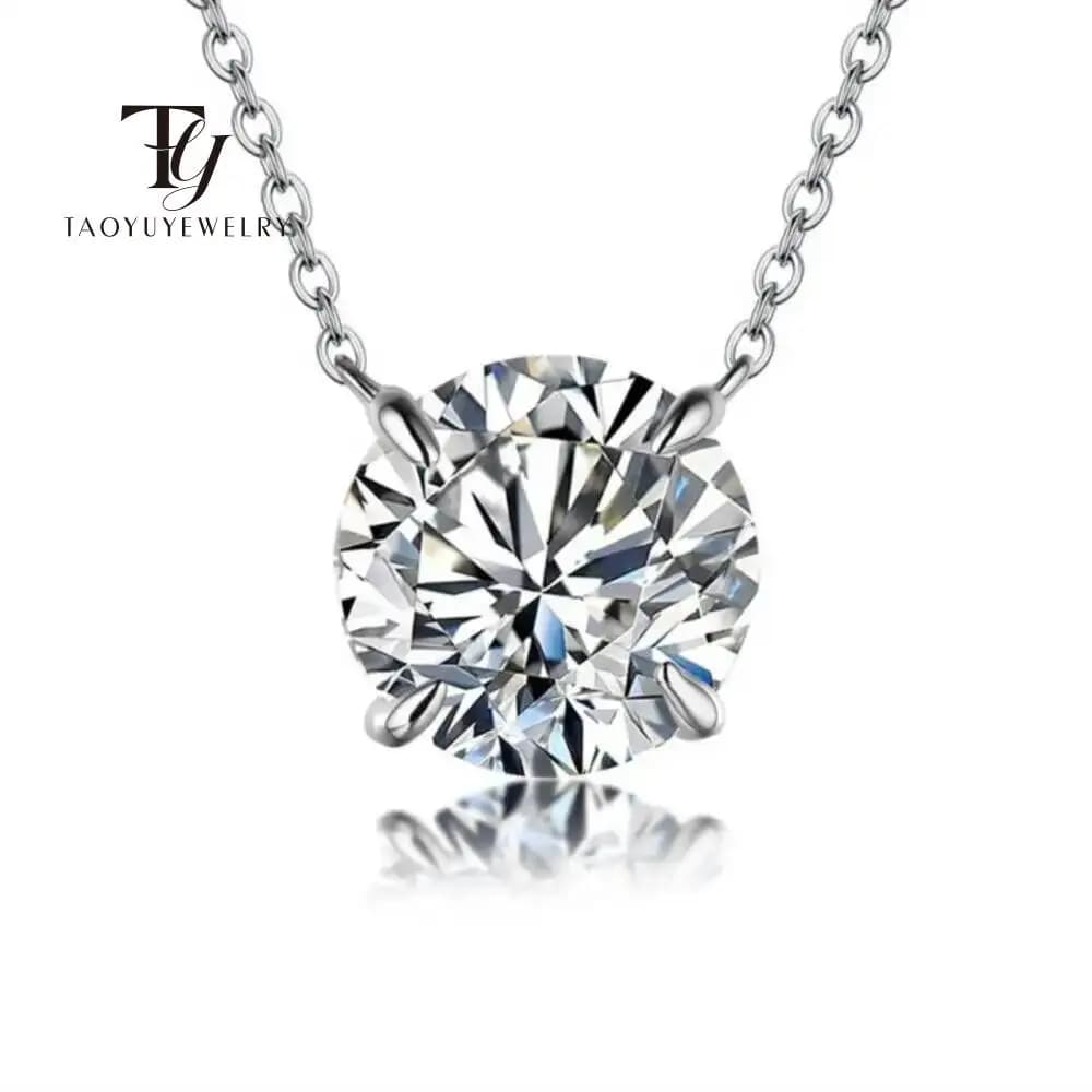 Moissanite Dia 6.5mm 0.5-5CT femme pendentif argent collier pour femmes chaînes fête mariée bijoux f