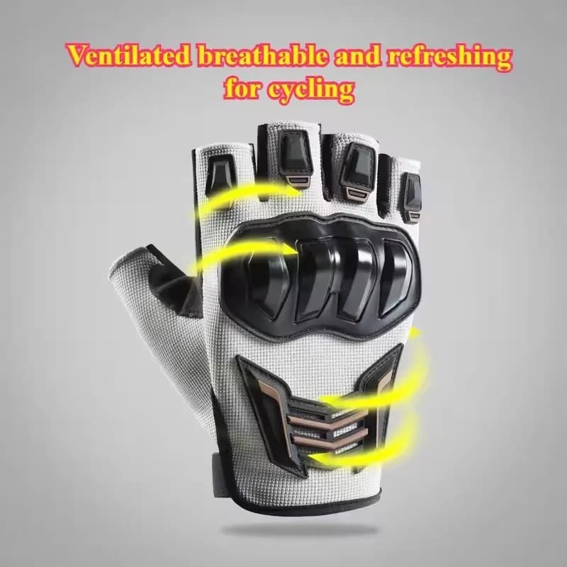 Gants de moto respirants, demi-doigt, résistants à l'usure, antidérapants, pour cyclisme en plein ai