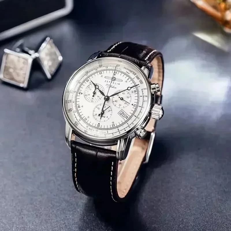 Nouvelle montre-bracelet automatique Zeppelin 2026 avec date, chronographe à trois aiguilles, multif