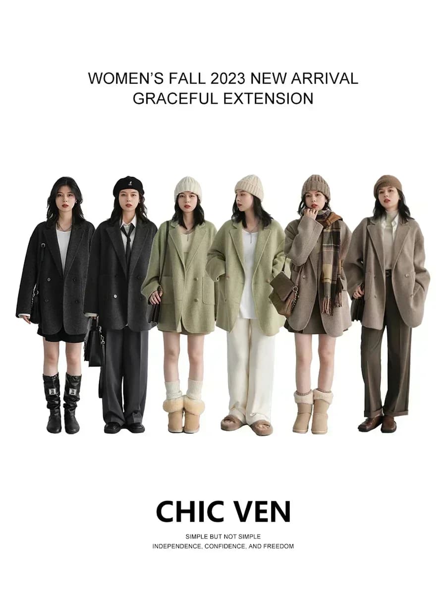 CHIC VEN – manteaux en laine pour femmes, ample, décontracté, Double boutonnage, rétro, veste Double