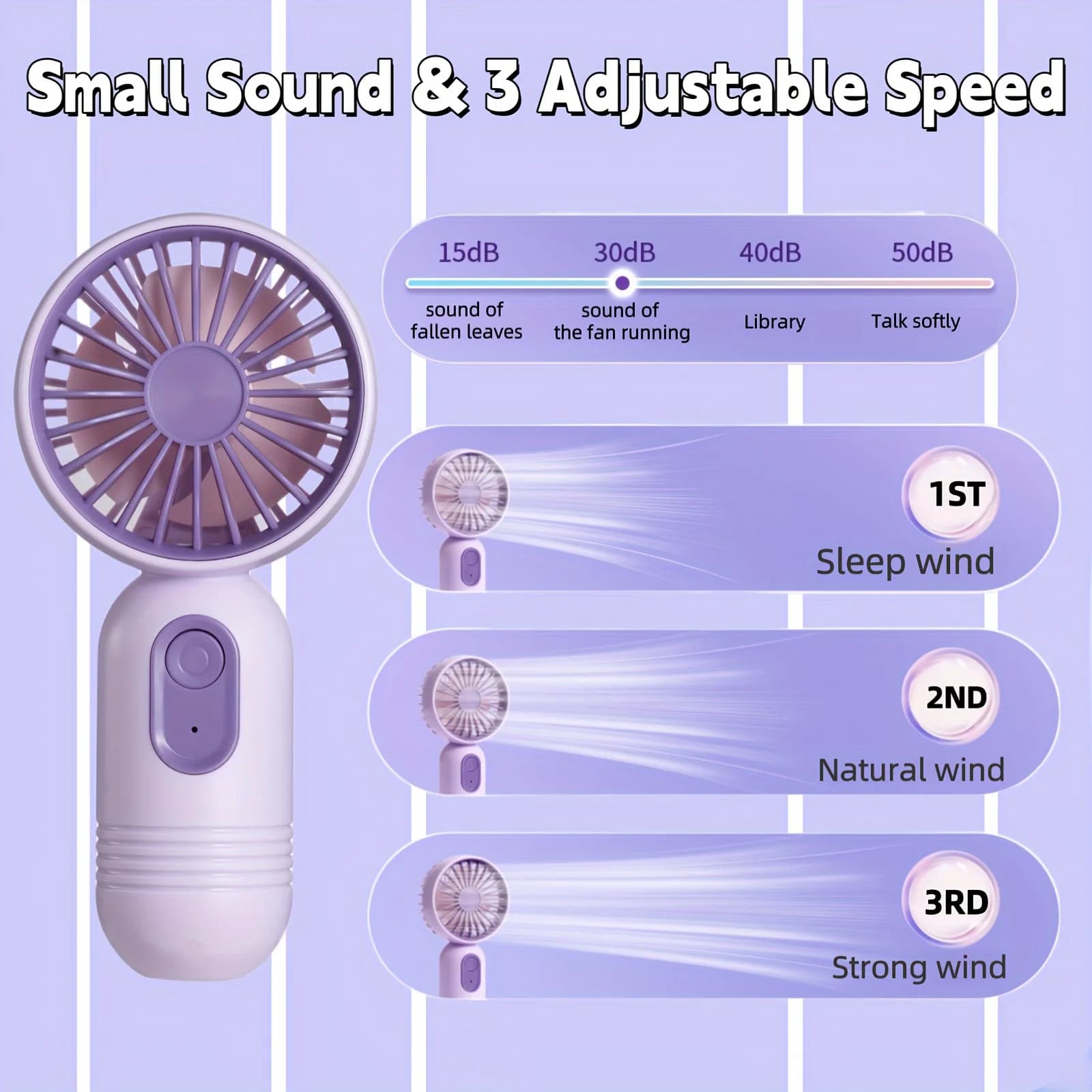 Mini ventilateur portable rechargeable USB à 3 vitesses, ventilateur portatif au choix de cadeaux, p