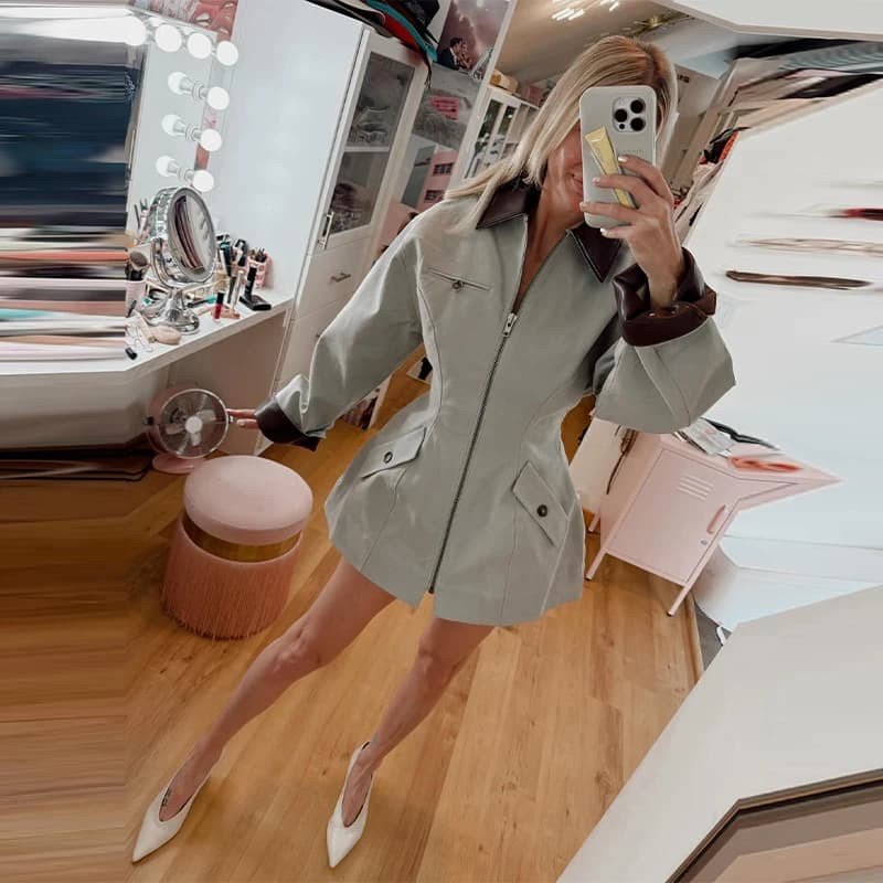 Veste tendance sans effort avec fermeture éclair, décontractée, élégante, coupe ample, vêtements d'e