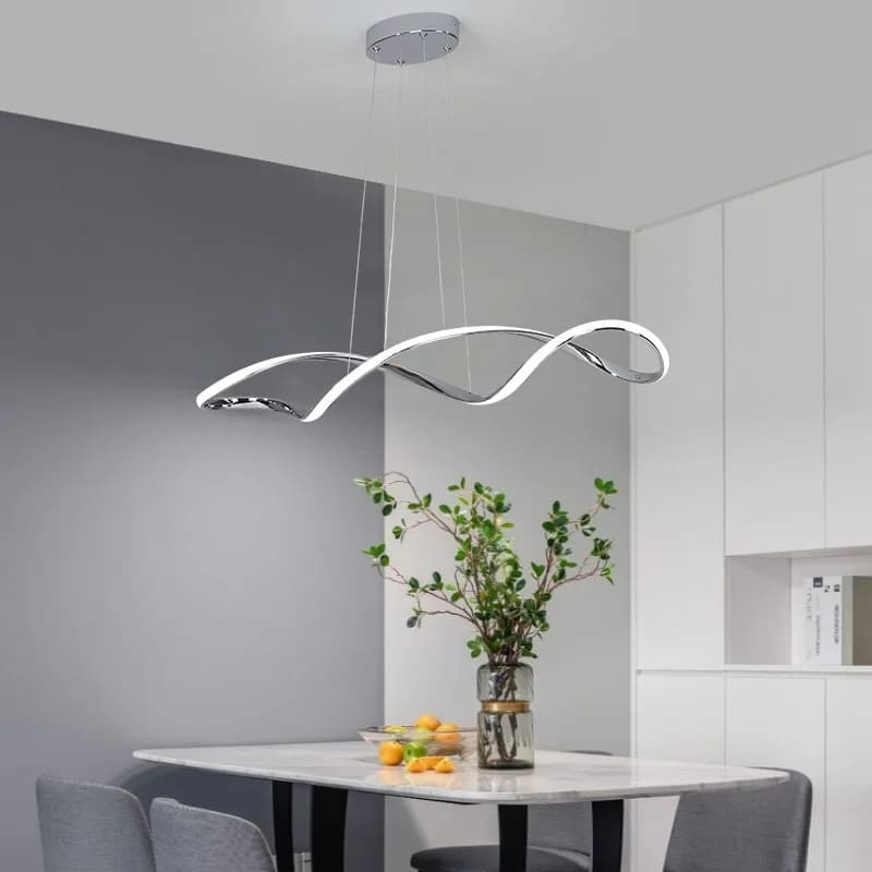 Lustre LED Moderne avec Télécommande - Hauteur Réglable 92cm & Variateur d'Intensité - Éclairage de 