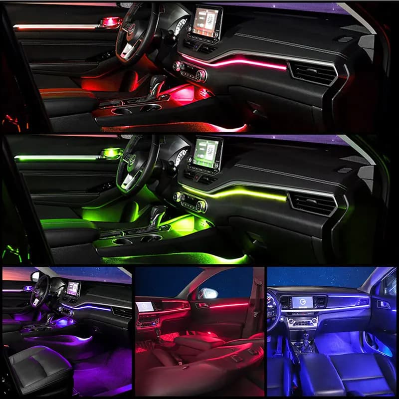 18 en 1 LED lumières d'ambiance de voiture intérieur LED bande acrylique lumière RGB 64 couleur Guid