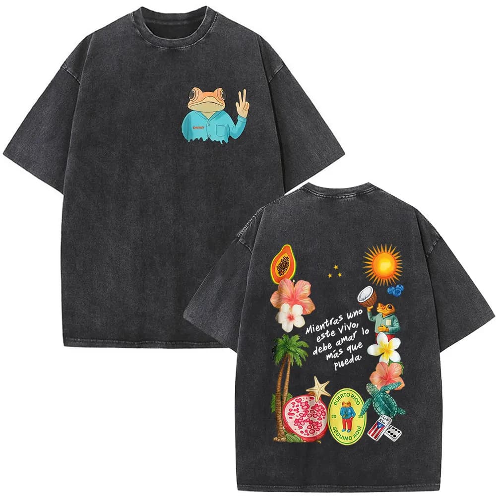 T-shirt Rapper Bad Bunny Vintage Lavé Debi Tirar Mas Fotos DTMF World Tour Album T-shirts Hommes Fem