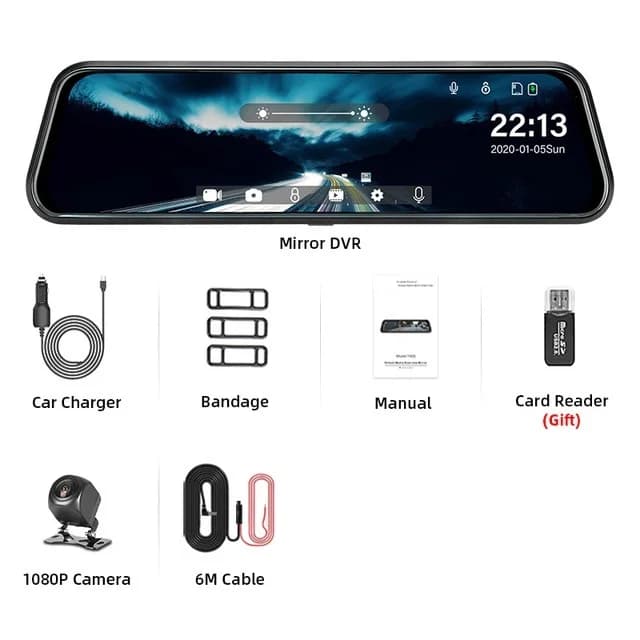 Caméra de rétroviseur pour voiture, écran tactile, enregistreur vidéo, rétroviseur, caméra de tablea