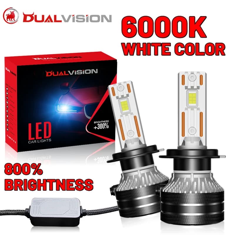 Dualvision-Phare de voiture Canbus, lumière de sauna LED, H4, H7, H1, H11, H8, 9005, HB3, 9006, HB4,