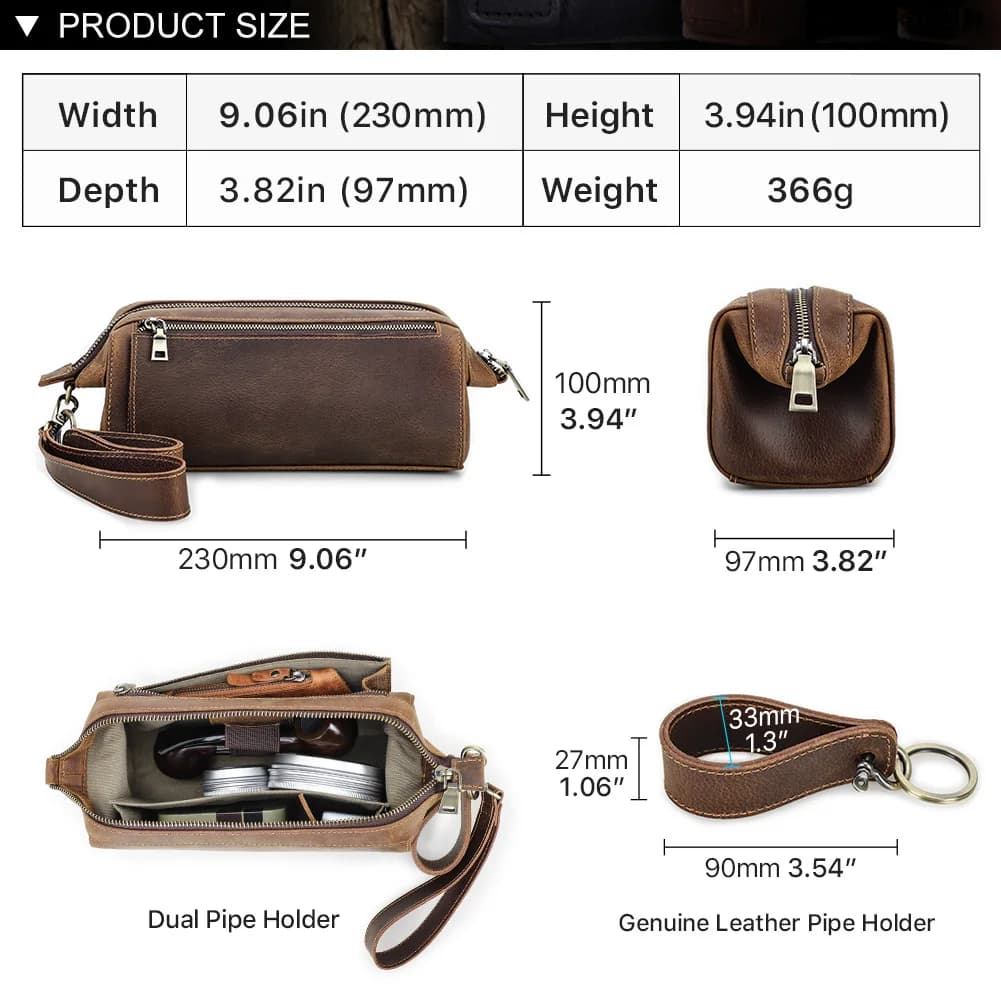Sac fonctionnel en cuir véritable pour tuyaux de tabac, sac de cachette pour fumer, pochette pour he