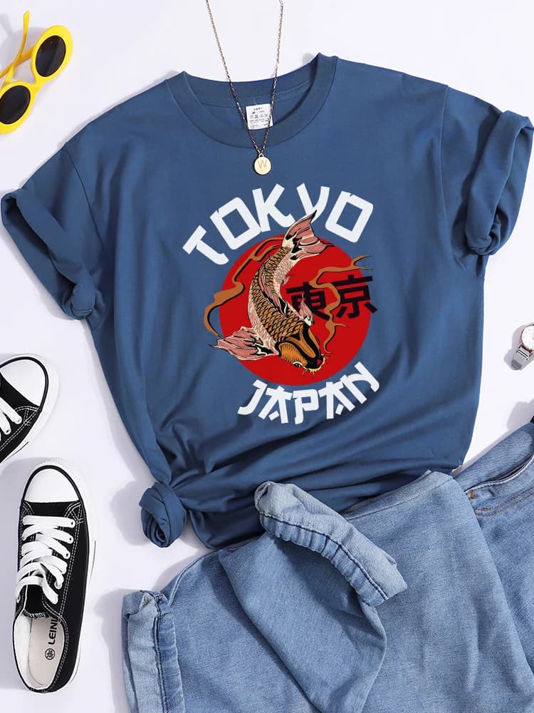 Tokyo Sun Carp, Japon Imprime Tshirt Mode Été T-shirt Rue Haute Qualité T-shirt Vêtements Respirant 
