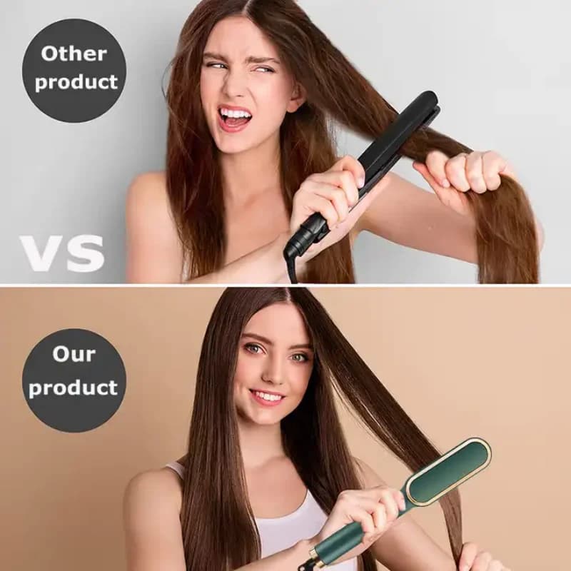 Brosse à lisser électrique PTC pour femme, sèche-cheveux en une étape, fer plat en céramique, peigne