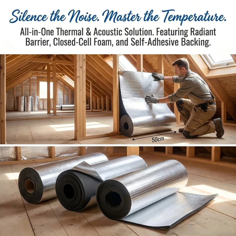 Rouleau de mousse isolante thermique 10MM, barrière thermique insonorisante, tapis anti-bruit pour m