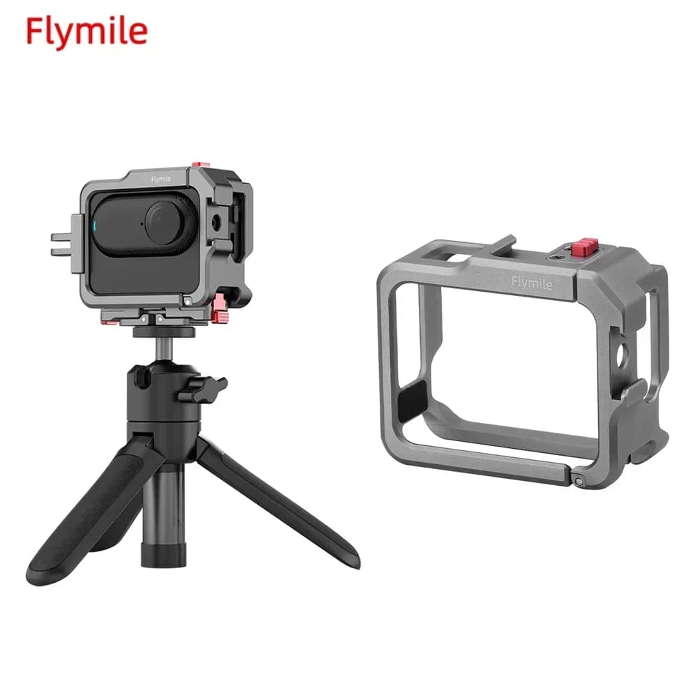 Flymile Cage Métallique pour Insta360 GO3S/GO3, Support de Fixation pour Caméra Sportive, Microphone