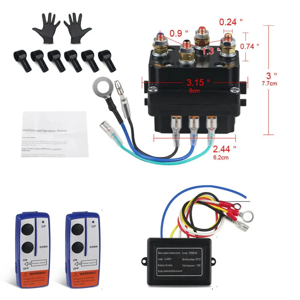Contacteur à distance universel pour treuil 12V 24V 250A, contrôle de treuil, relais solénoïde, doub