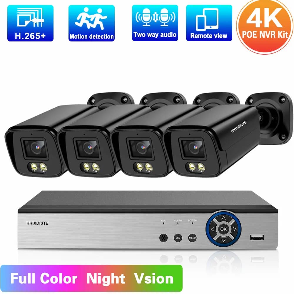 Kit de système de sécurité de caméra de vidéosurveillance, 8MP, 4K, POE, NVR, 8 canaux, vision noctu
