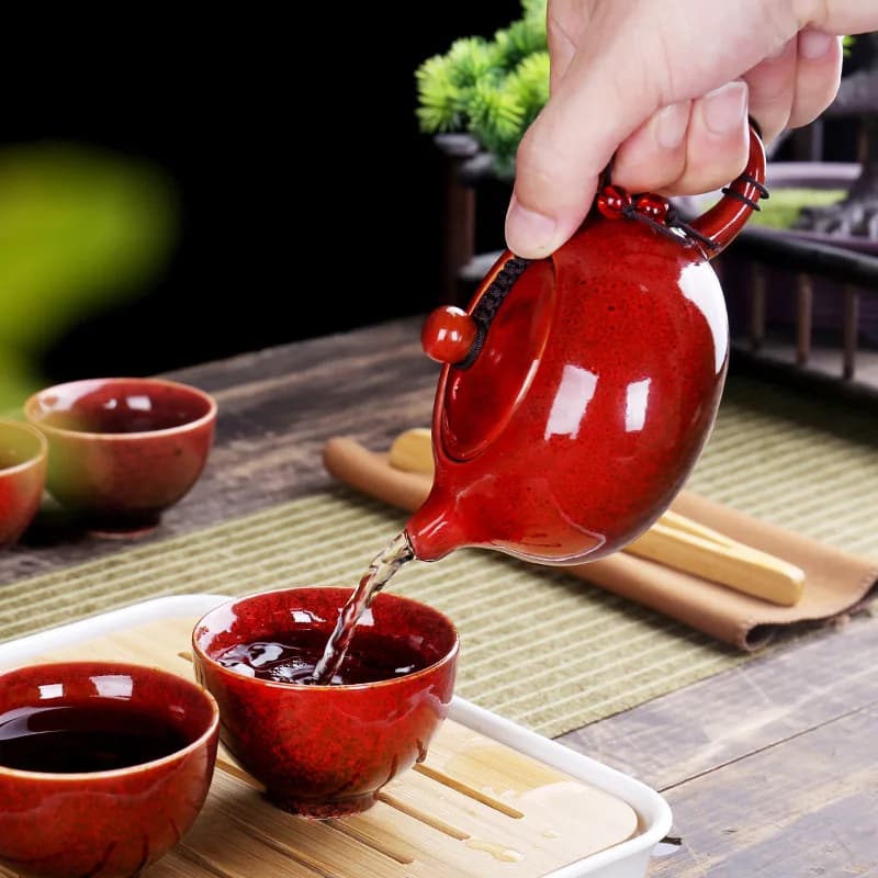 Avec sac de voyage 4 tasses service à thé Kung Fu chinois ensemble de voyage théière Portable en cér
