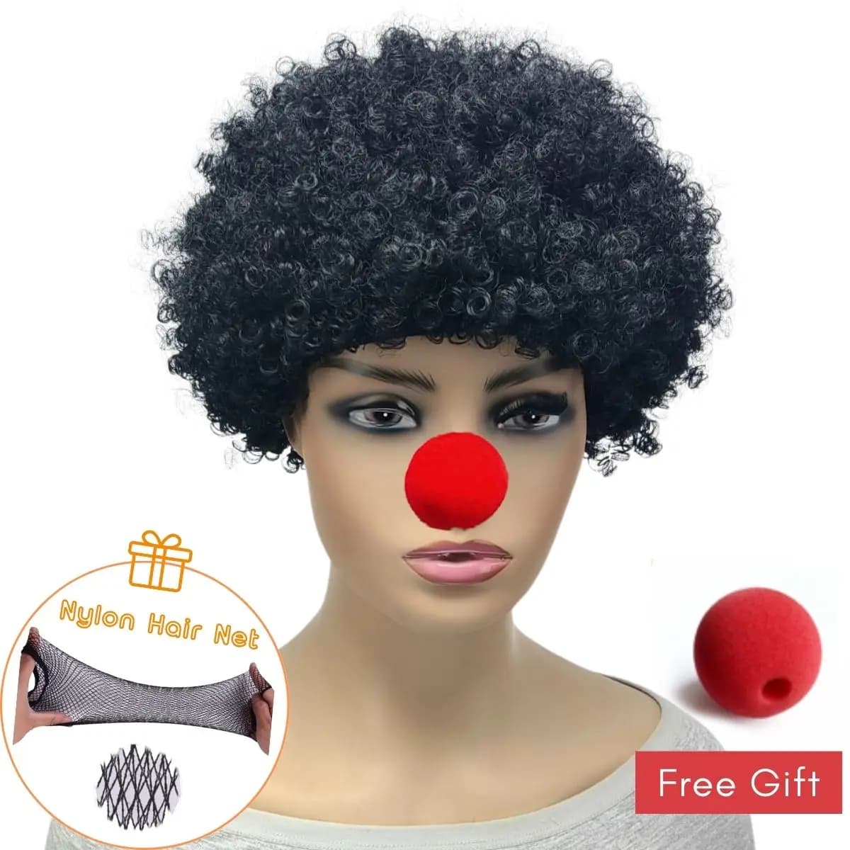 Perruque synthétique colorée et moelleuse de clown, résistante à la chaleur, pour la fête du poisson