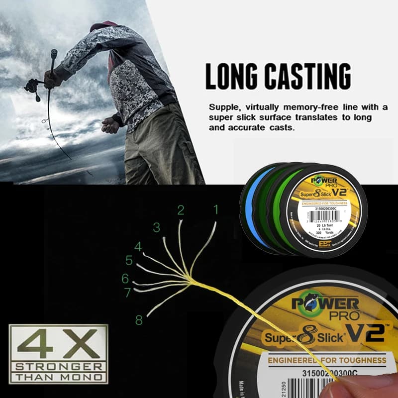 POWER PRO SSV2 275M PE ligne 8 brins Spectra ligne de pêche originale USA pêche tresse ligne PESCA