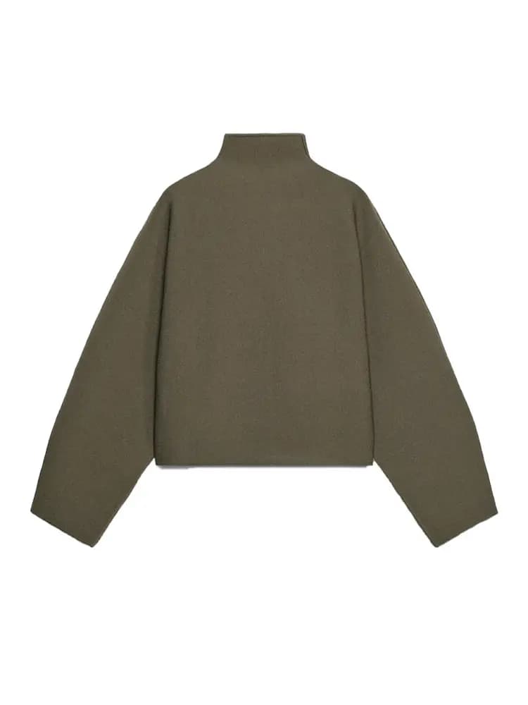 Veste courte Vintage à col montant pour femme, manteau ample et chaud avec fermeture éclair, manches