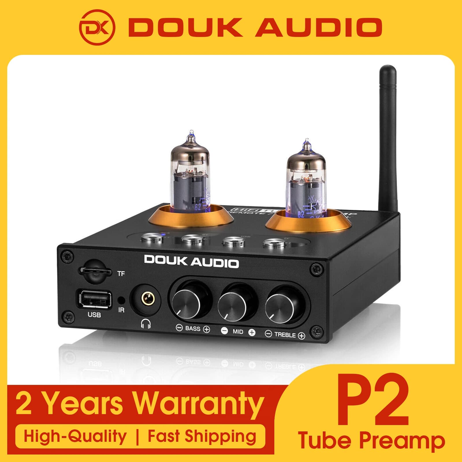 Douk-Mini préampli à tube sous vide Bluetooth 5.0, récepteur audio stéréo HiFi, lecteur de musique U