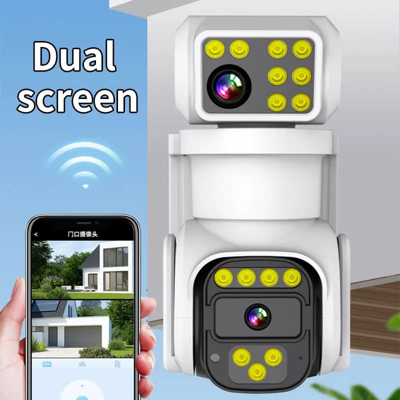 Caméra dôme IP PTZ 4G/WiFi 4MP iCam365 APP à double objectif, détection humanoïde IA couleur intégra