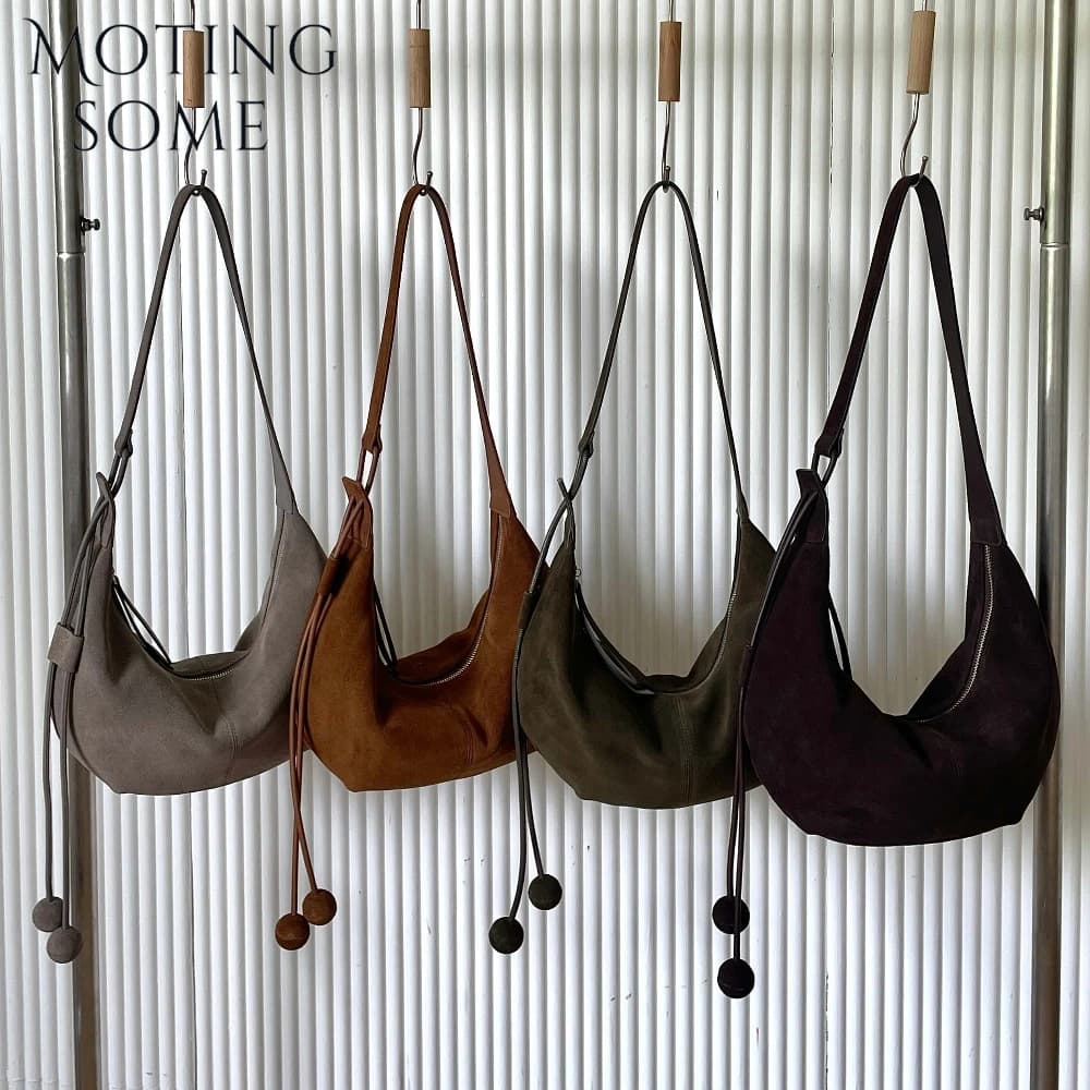 Motingsome sacs de selle en daim naturel en cuir véritable sacs de luxe pour femmes sac à bandoulièr