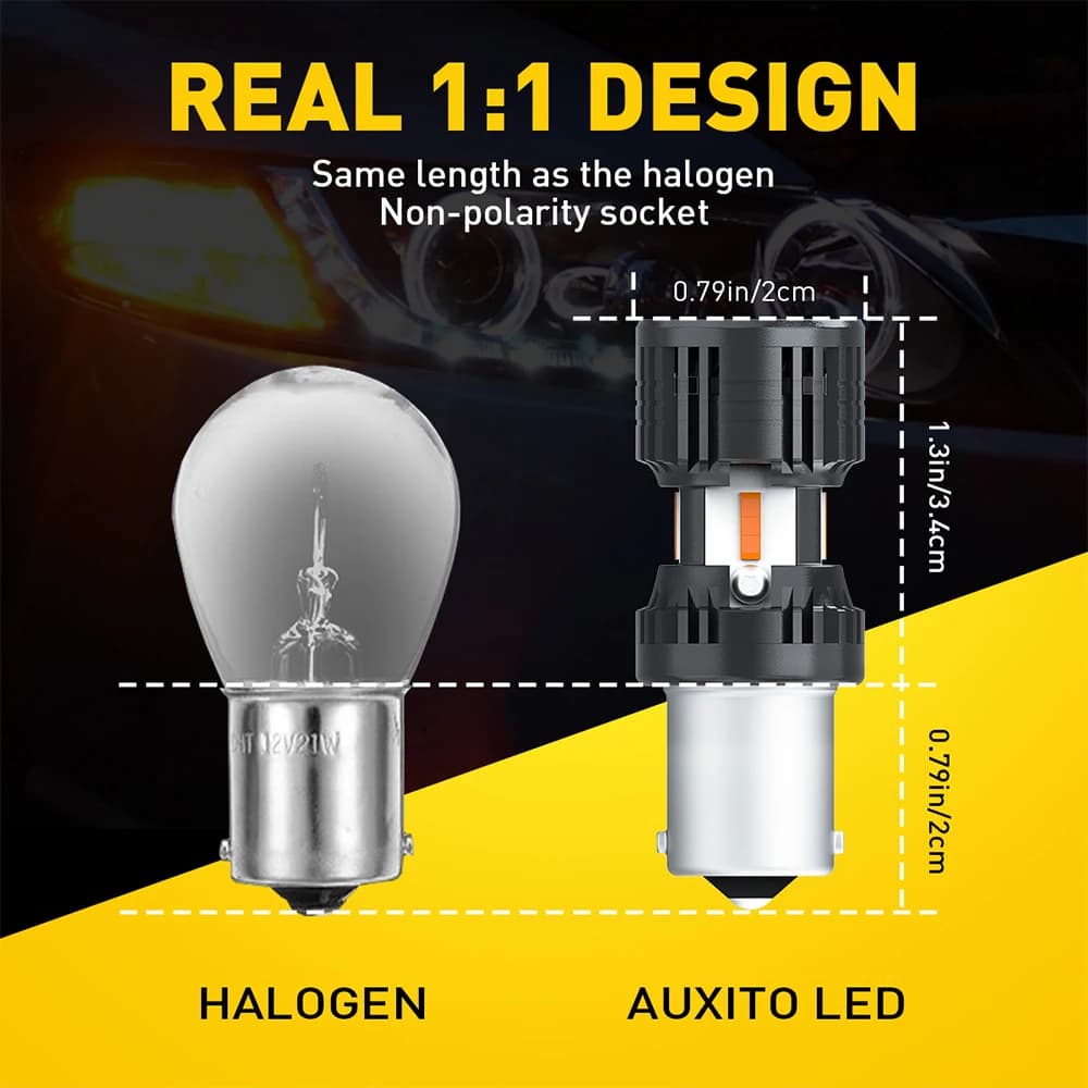 AUXITO-Clignotant de Voiture BAU15S PY21W, Ampoule LED Canbus Brave Free S25 1156 BA15S P21W, Indica
