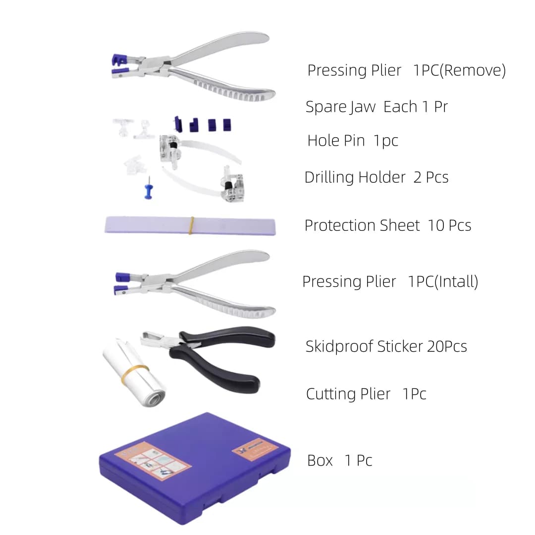 Kit de réparation de lunettes sans monture professionnel 3T – 3 pinces de précision avec localisateu
