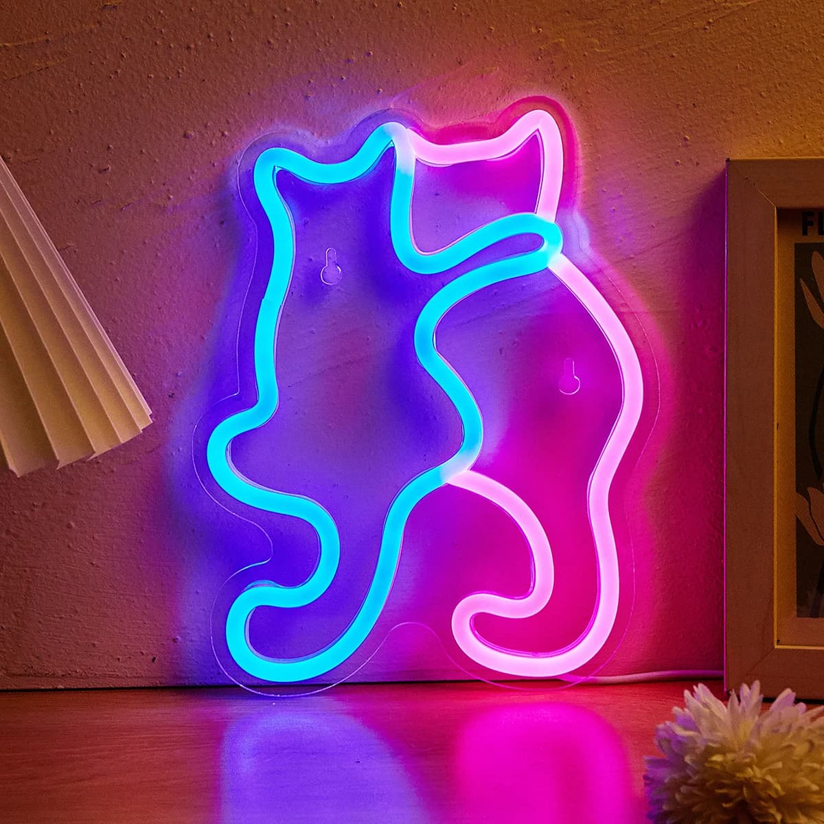 Chi-buy chat LED enseigne au néon USB alimenté enseignes au néon veilleuse 3D mur Art & salle de jeu