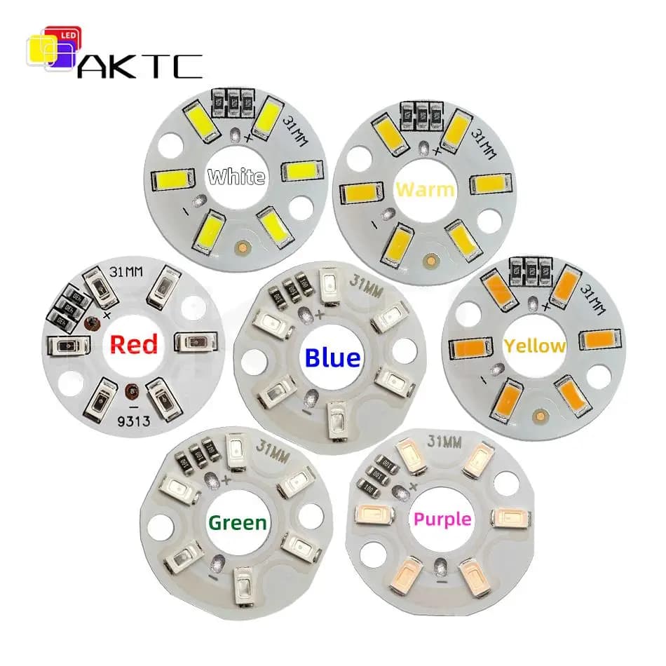 Panneau lumineux LED 5V 3W 6 LED SMD5730, 10 pièces, ampoule ronde, Source de lampe Dia 31mm rouge/v